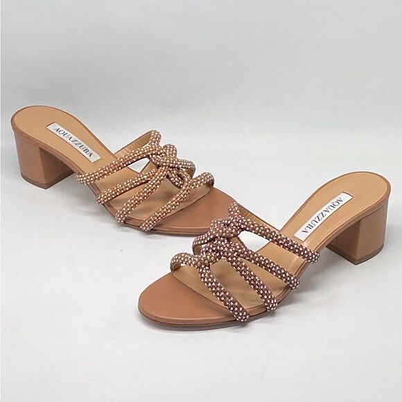 Aquazzura Crystal Leather Sandals size 36.5 - Picture 1 of 14